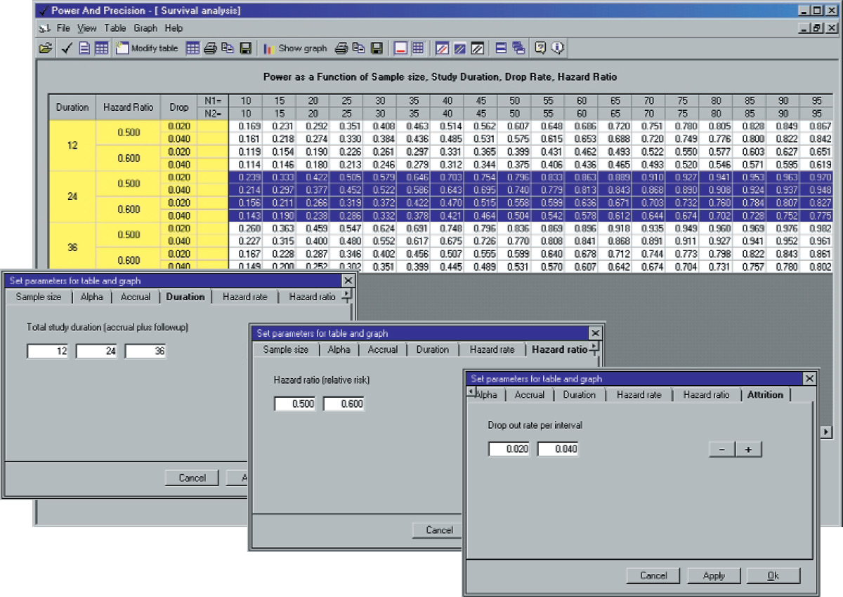 screenshot of setting parameters