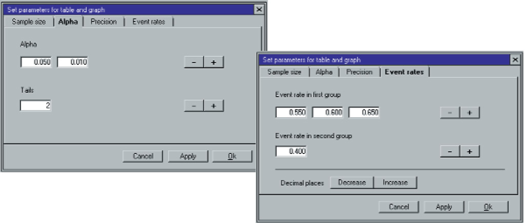 screenshot of graph parameters wizard